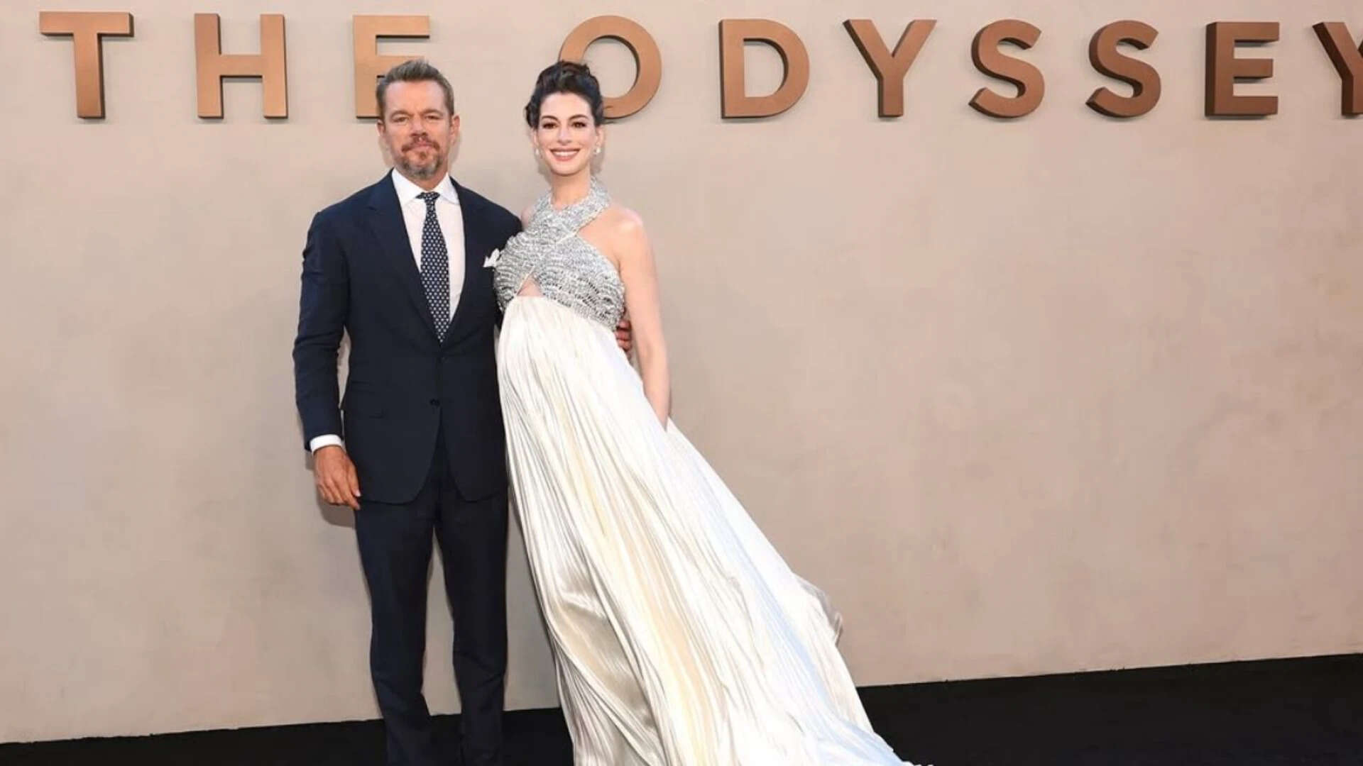 Matt Damon and Anne Hathaway at 'The Odyssey' NYC premiere