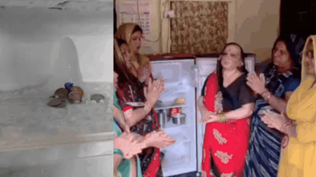 Agra home sees rush of devotees after refrigerator ice takes Shivling-like shape