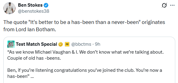 ​Ben Stokes post