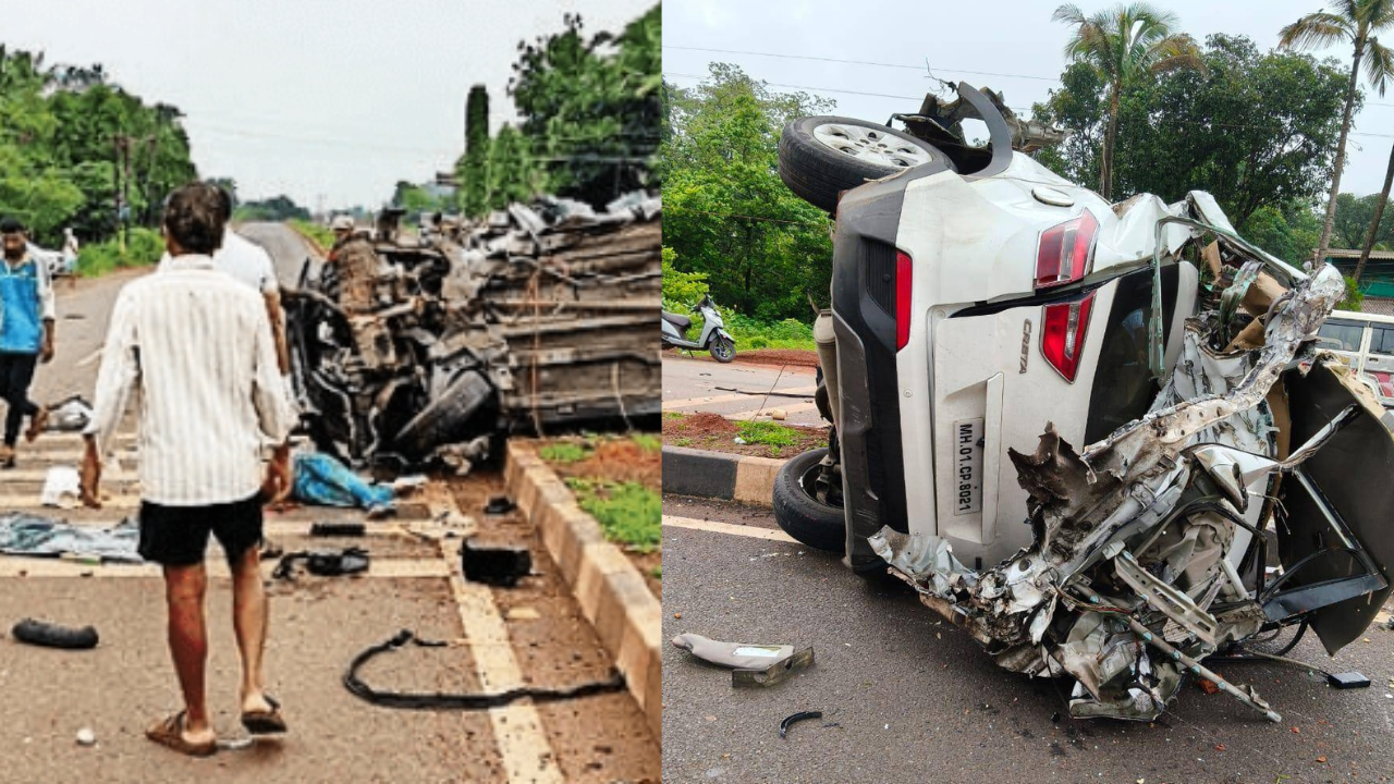Speeding SUV hits parked dumper on Mumbai–Goa highway in Ratnagiri; four dead, one injured