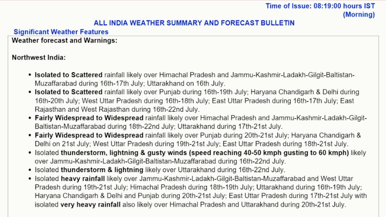 IMD weather bulletin