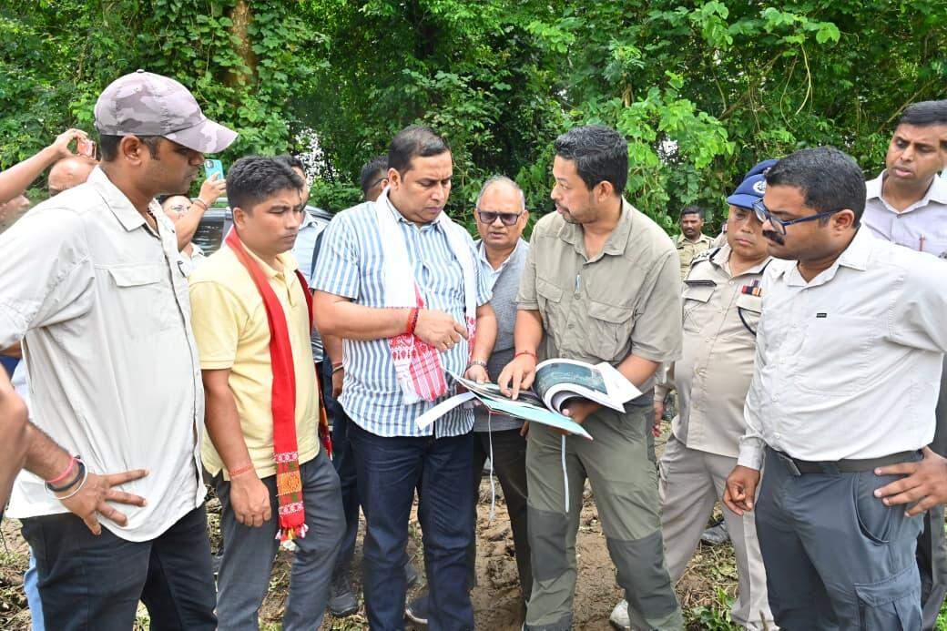 Forest and environment  minister Jayanta Mallabaruah reviews the forest destruction by allegedly by miscreants from Arunachal Pradesh in Behali Reserve Forest.jpeg