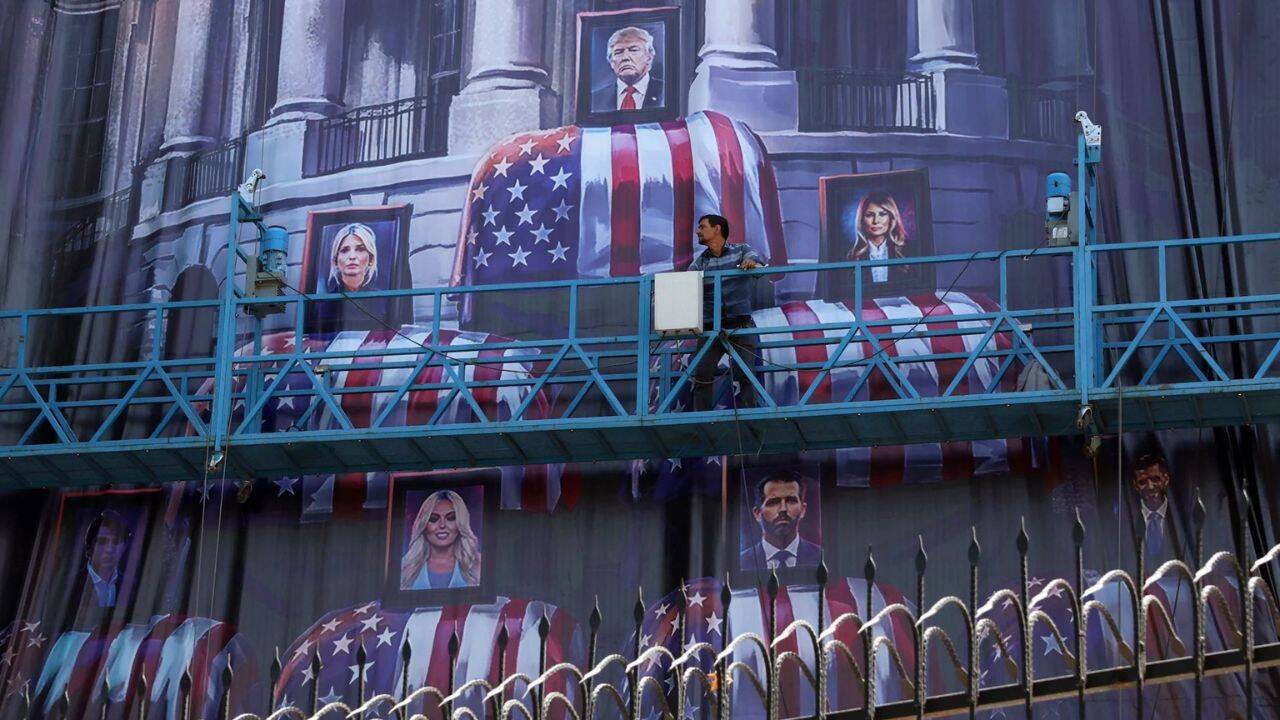'Blood for blood': Iran displays giant billboard with Trump & family in coffins
