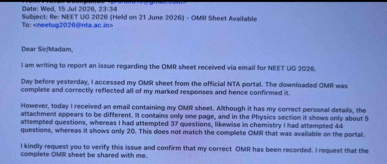 NEET-UG 2026 OMR Row Deepens as NTA Flags AI-Generated Sheets Amid Fresh Candidate Claims