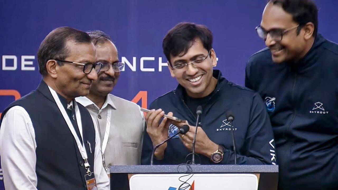 Skyroot Aerospace CEO and founder Pawan Kumar Chandana and co-founder Naga Bharath Daka