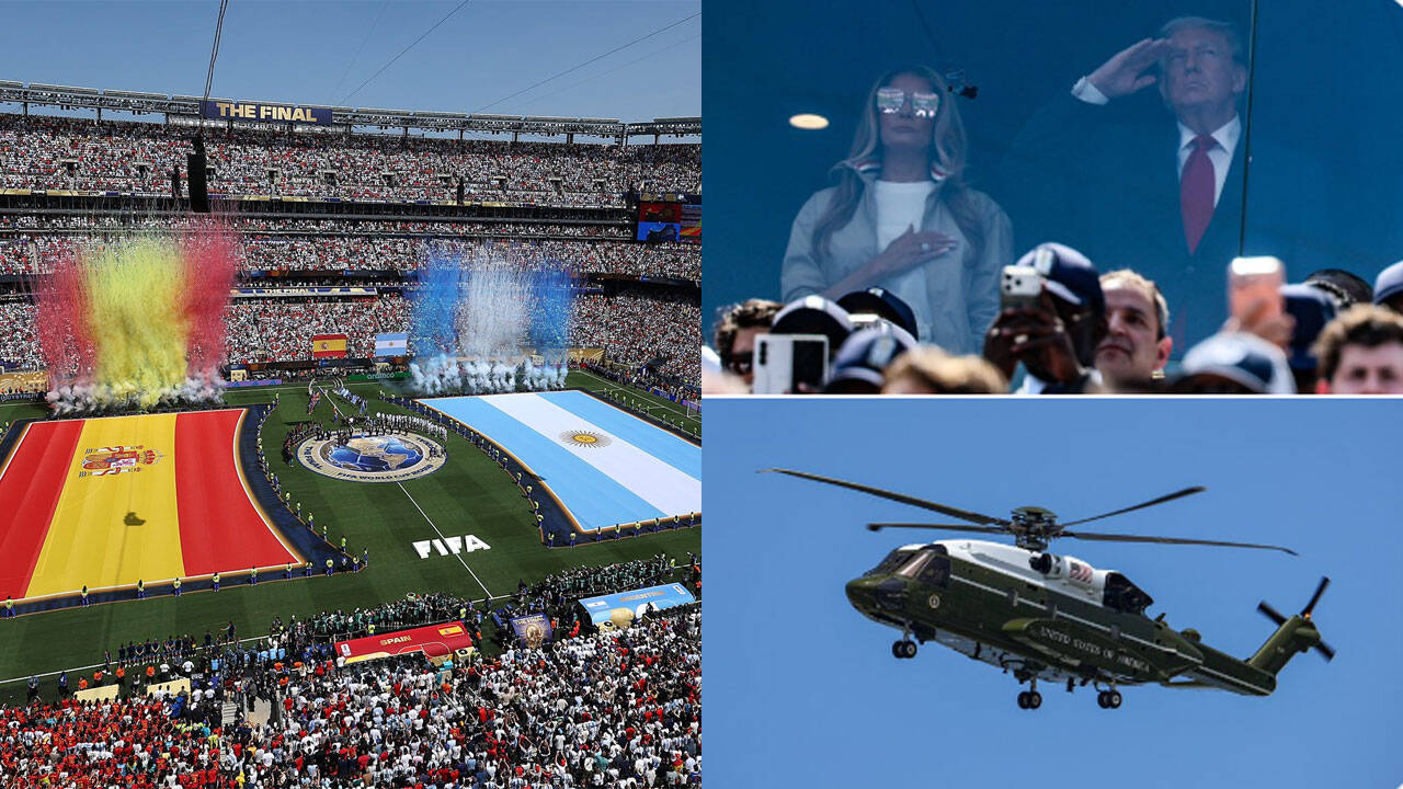 Watch: Donald Trump makes dramatic Marine One arrival at FIFA World Cup final