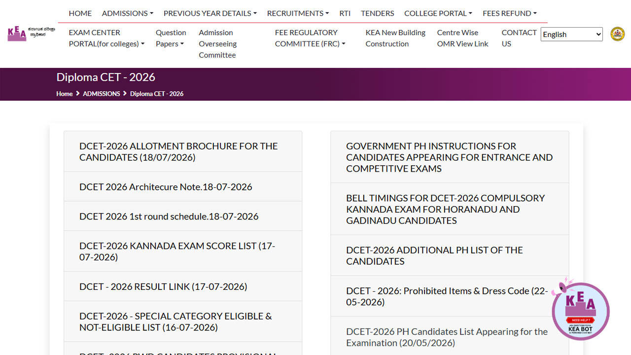 Karnataka DCET 2026 Round 1 option entry begins today at cetonline.karnataka.gov.in; check schedule and expected cut-offs