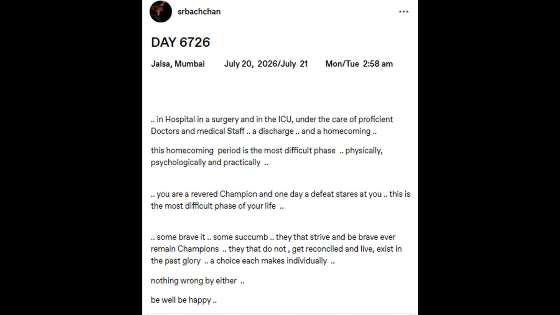 Amitabh Bachchan sparks health concerns over blogs post on hospitalisation; says 'in Hospital in a surgery and in the ICU' | 3 bachchan