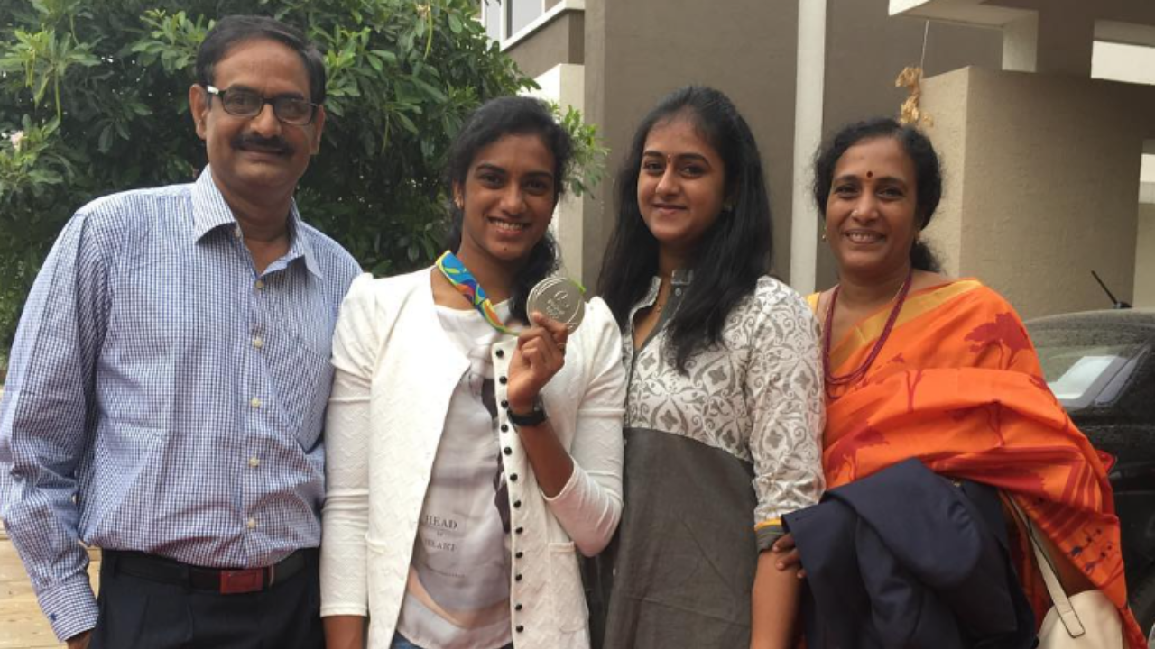 PV Sindhu with her family.
