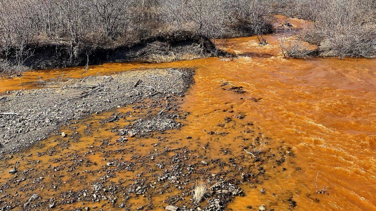 Orange tributary of the Kugororuk River in Alaska’s Brooks Range