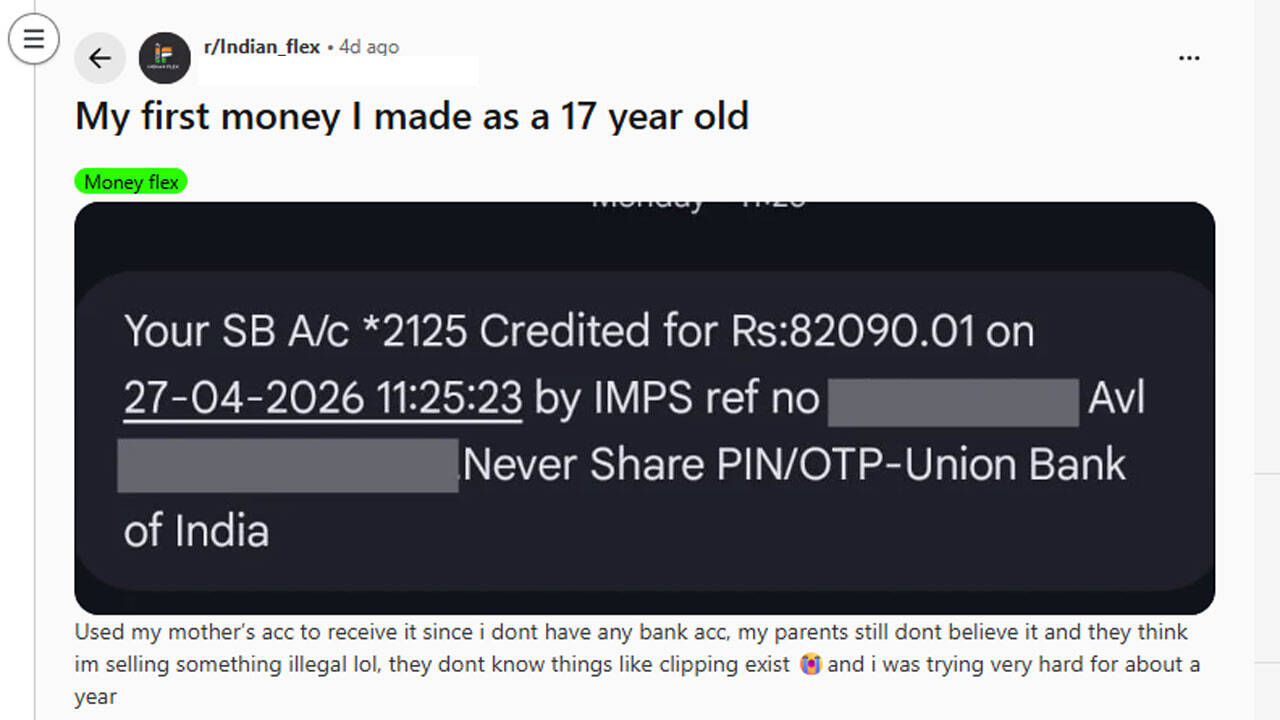 17-year-old earned Rs 82,090.01 in his first month online. His parents thought he was doing something illegal until they discovered how he made it