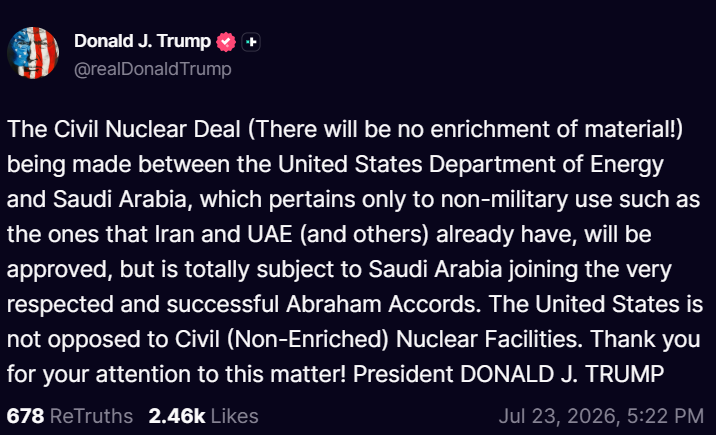 Trump says Saudi nuclear deal hinges on kingdom joining Abraham Accords with Israel | India News 3 .