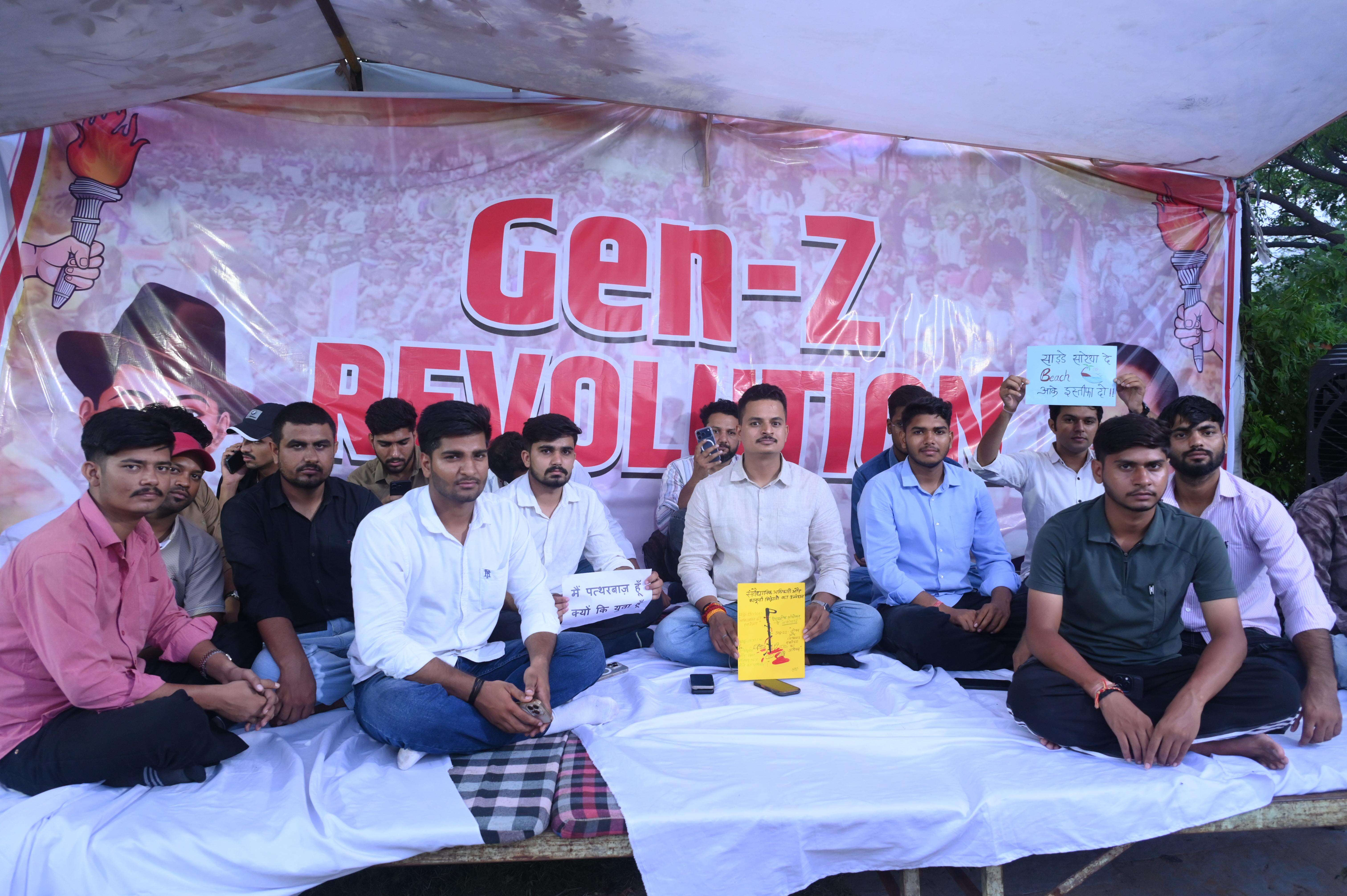 Rajasthan University student representative Shubham Rewar began an indefinite hunger strike (14).jpeg