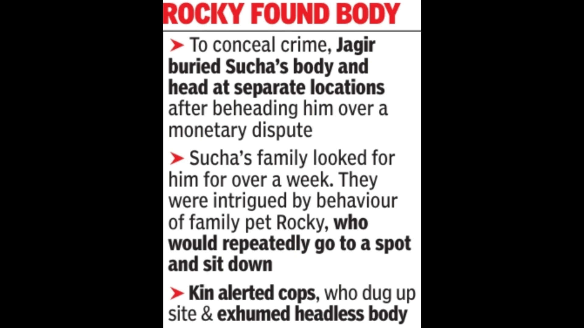 Rocky found body