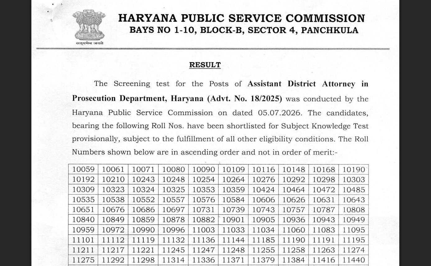 HPSC ADA result released at hpsc.gov.in: Direct link to download scorecards here