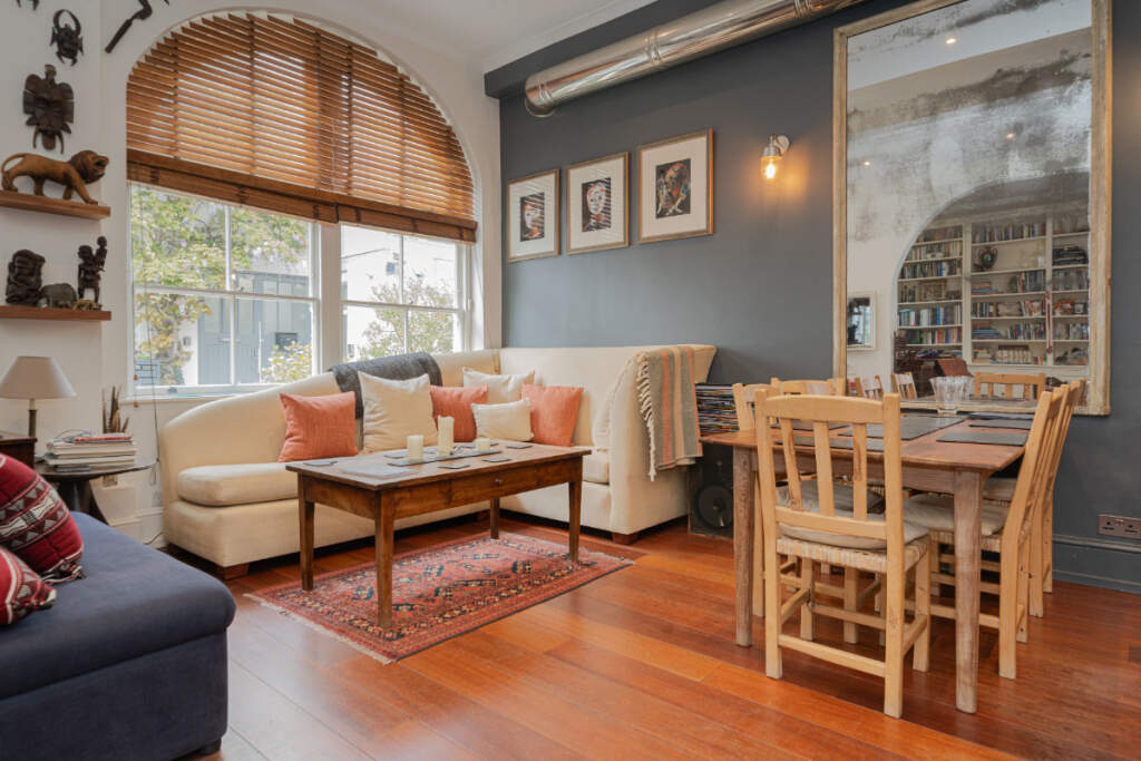 The open-plan living and dining area.