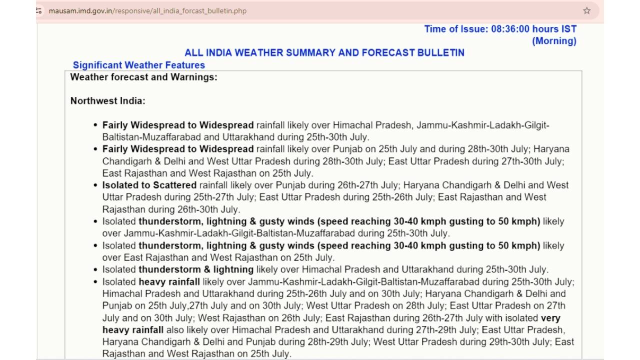 IMD all India weather bulletin