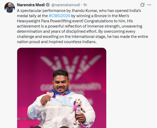 <p>PM Modi celebrates Jhandu Kumar's bronze </p>