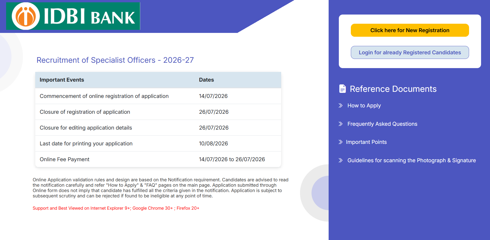IDBI Bank SO recruitment 2026: Registration ends tomorrow for Specialist Officers posts; direct link to apply here