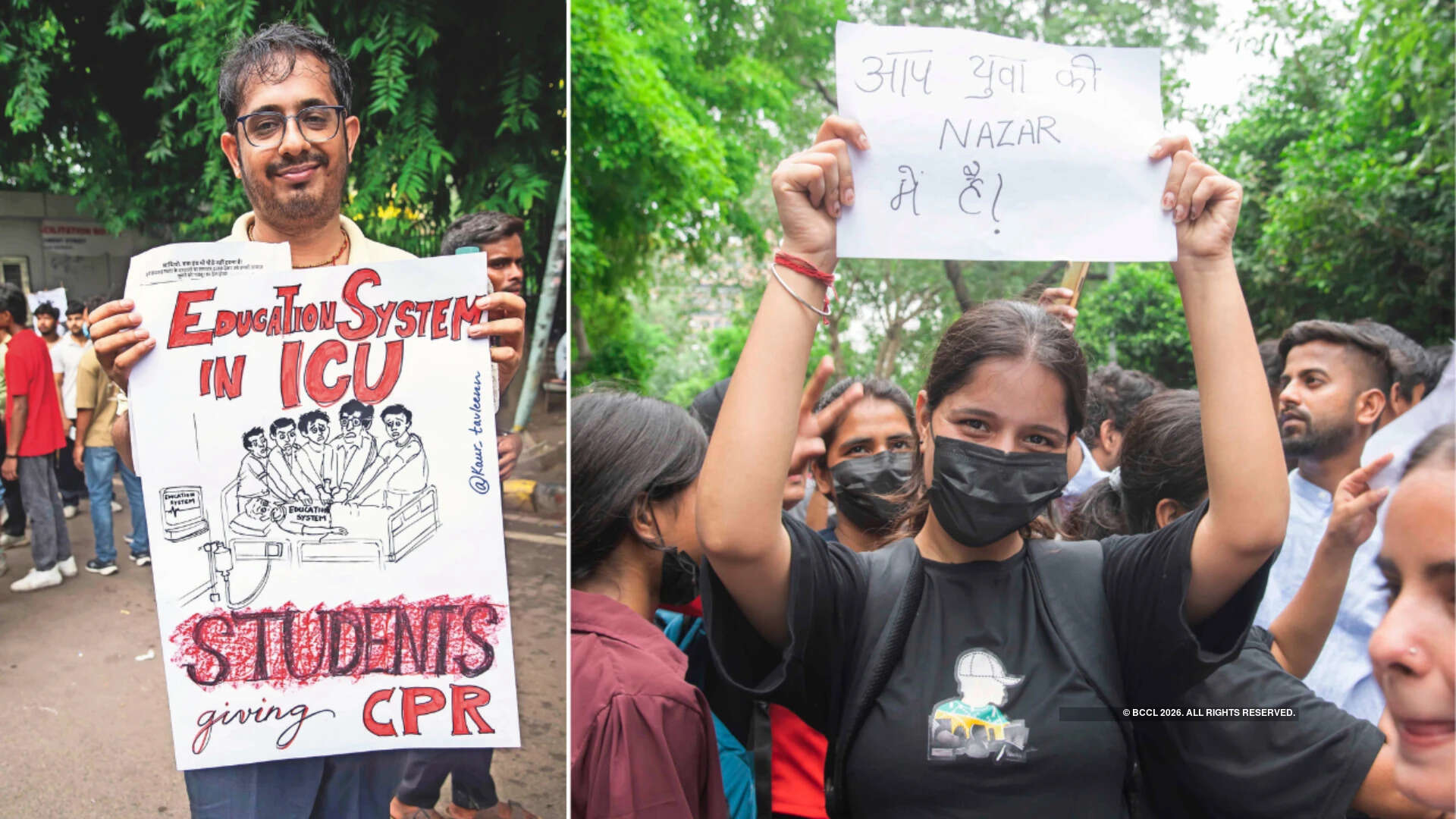 Beyond slogans, students turned protest placards into powerful visual statements, blending humour with activism