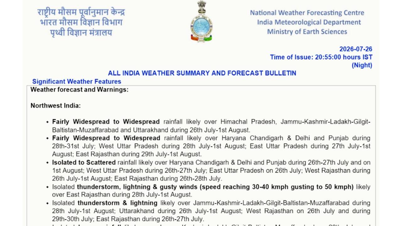 IMD weather bulletin