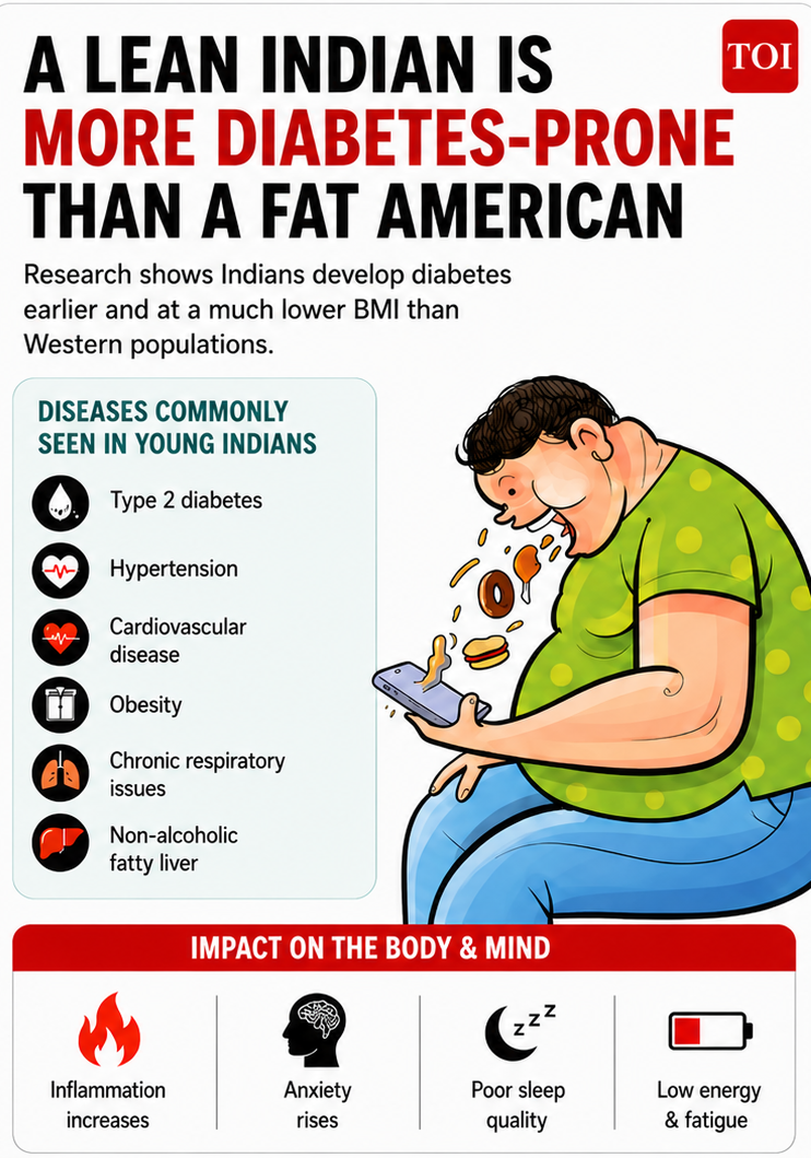 Indians are more prone to diabetes