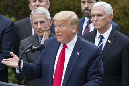 Washington: President Donald Trump, accompanied by Dr. Anthony Fauci, director o...