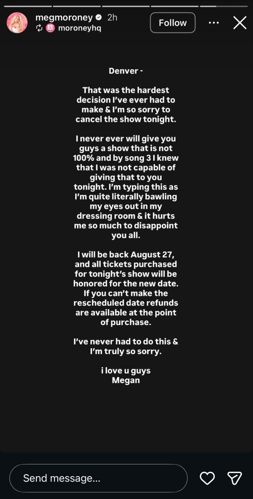 Note by Megan Moroney