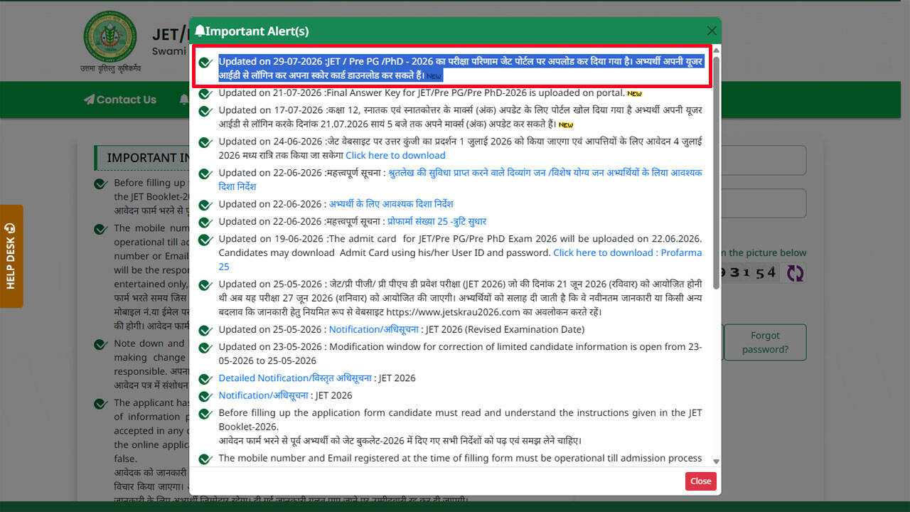 Rajasthan JET 2026 result OUT at jetskrau2026.com; download scorecard for JET, Pre-PG and PhD here