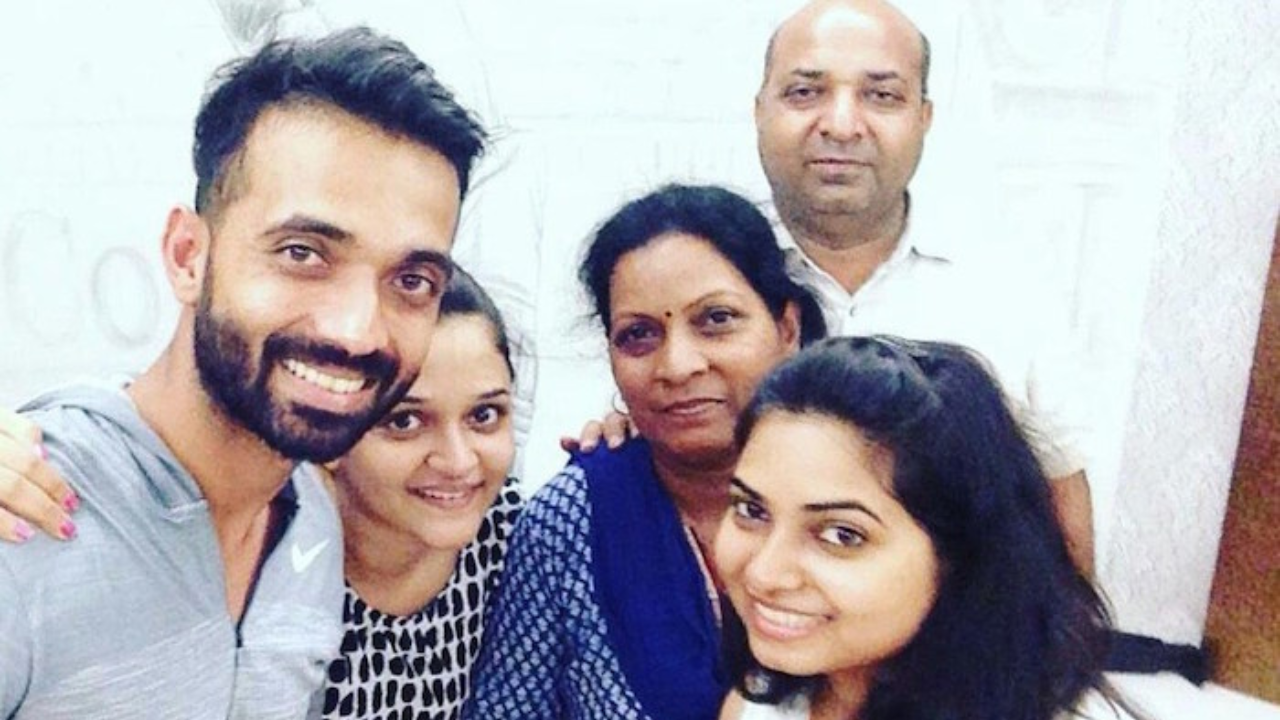 Indian Cricketer Ajinkya Rahane with his family.