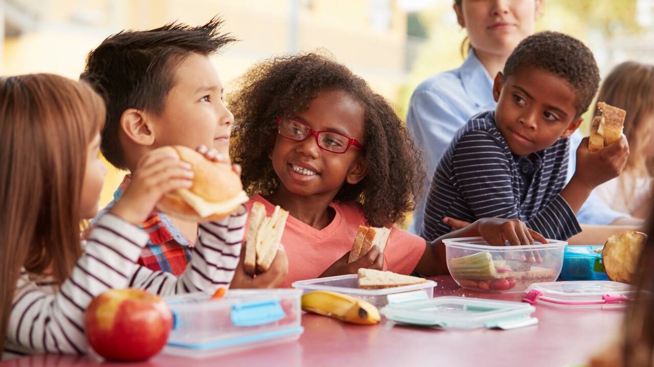 Kids having lunch at school