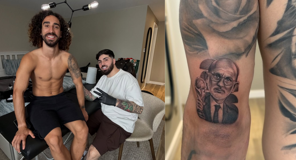 Cucurella fulfils bizarre promise by permanently tattooing De la Fuente’s face on his arm