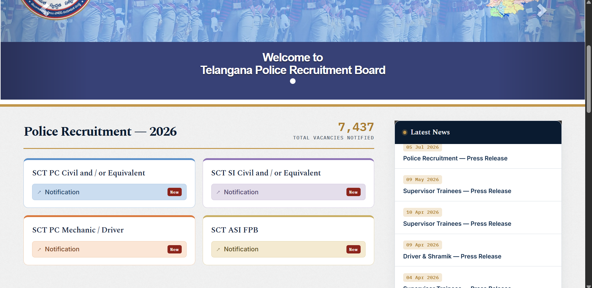 TSLPRB recruitment 2026: Notification out for 7,437 SI, Constable, ASI posts; check details