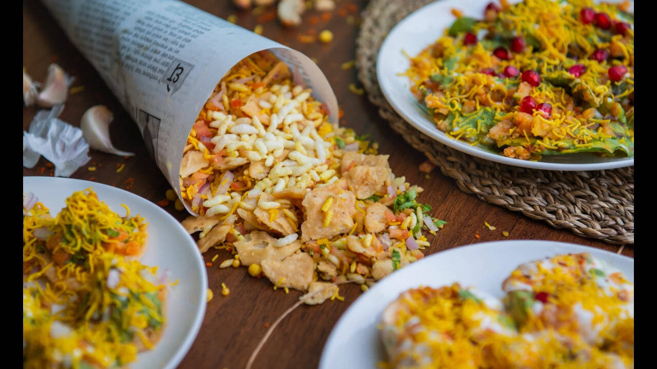 Chaat wrapped in newspaper