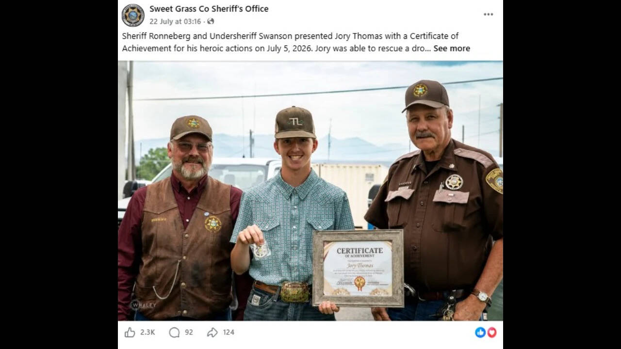 Thomas was awarded with a Certificate of Achievement for his heroic actions.