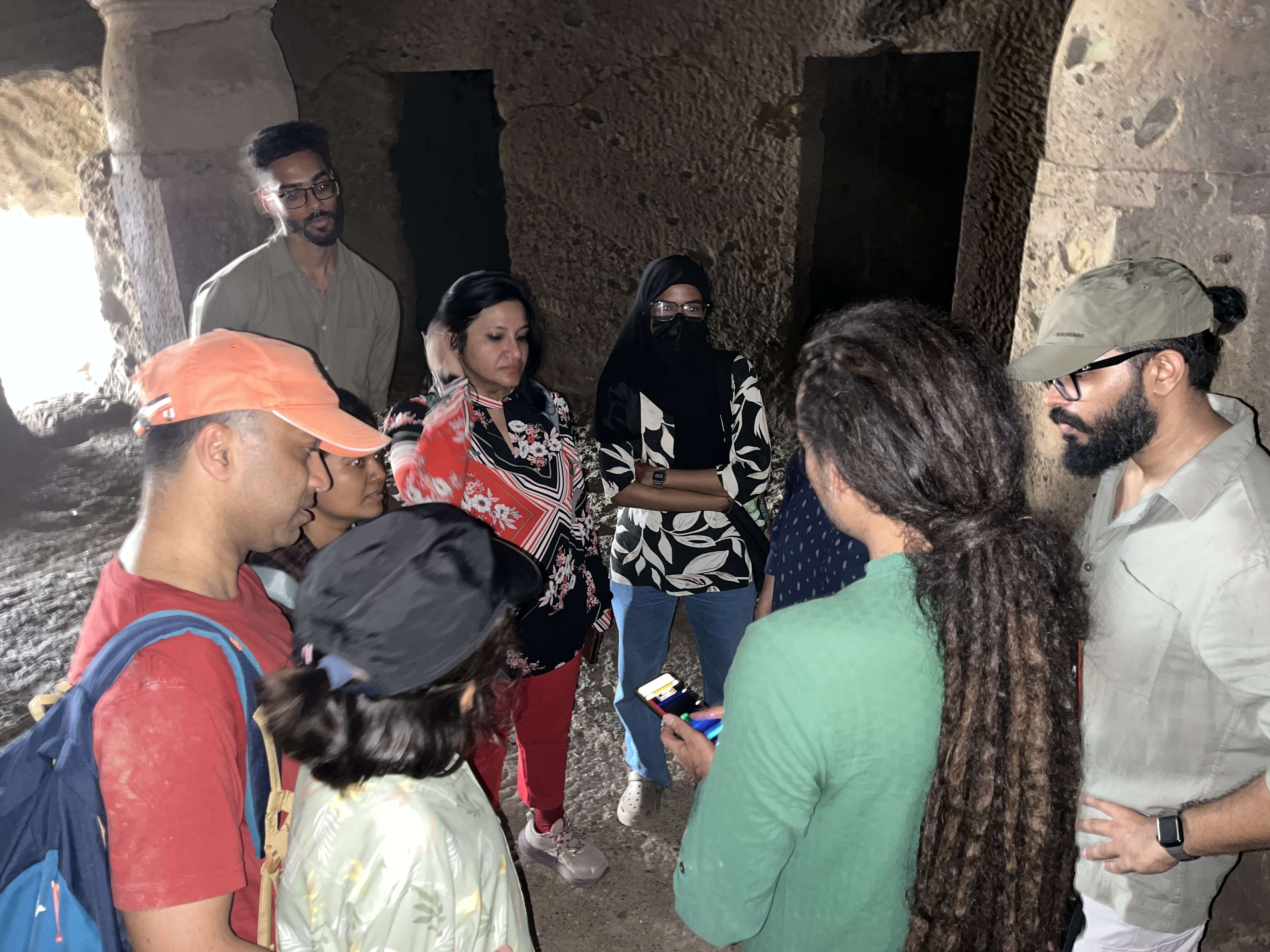 Rajkumar Patel leading Mumbai's rock-cut Buddhist caves guided walks