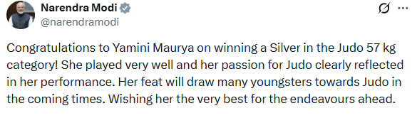 PM Modi's post for Yamini Maurya