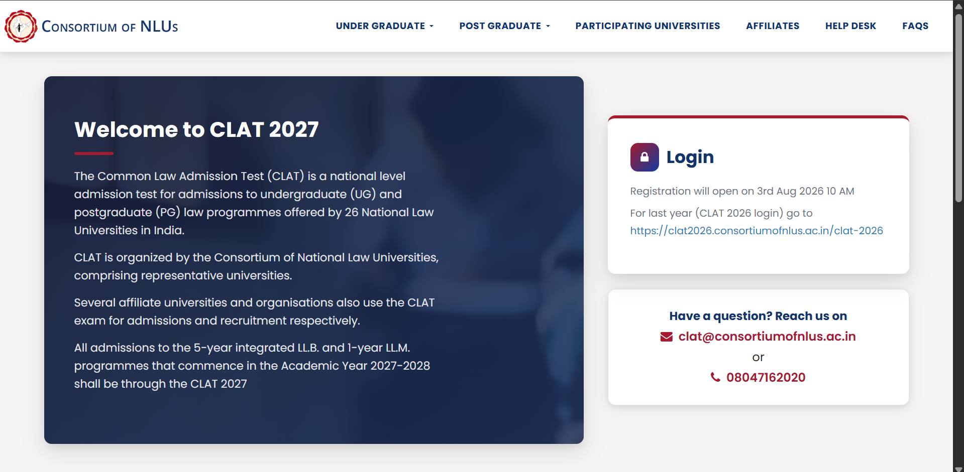 CLAT 2027 registration begins August 3 at consortiumofnlus.ac.in: Here's all you need to know