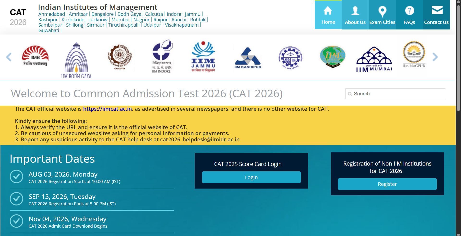 CAT 2026 registration begins tomorrow at iimcat.ac.in; exam on November 29