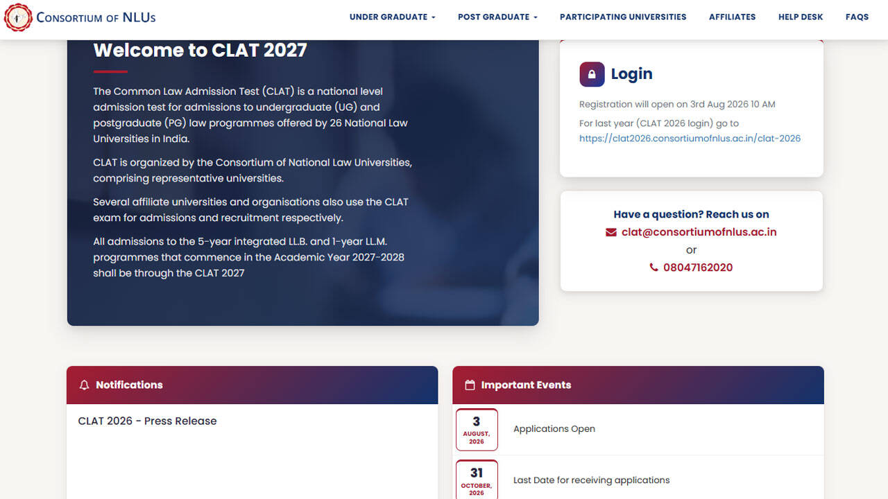 CLAT 2027 applications begin today at consortiumofnlus.ac.in; five-year registration trend shows rising competition for NLU seats
