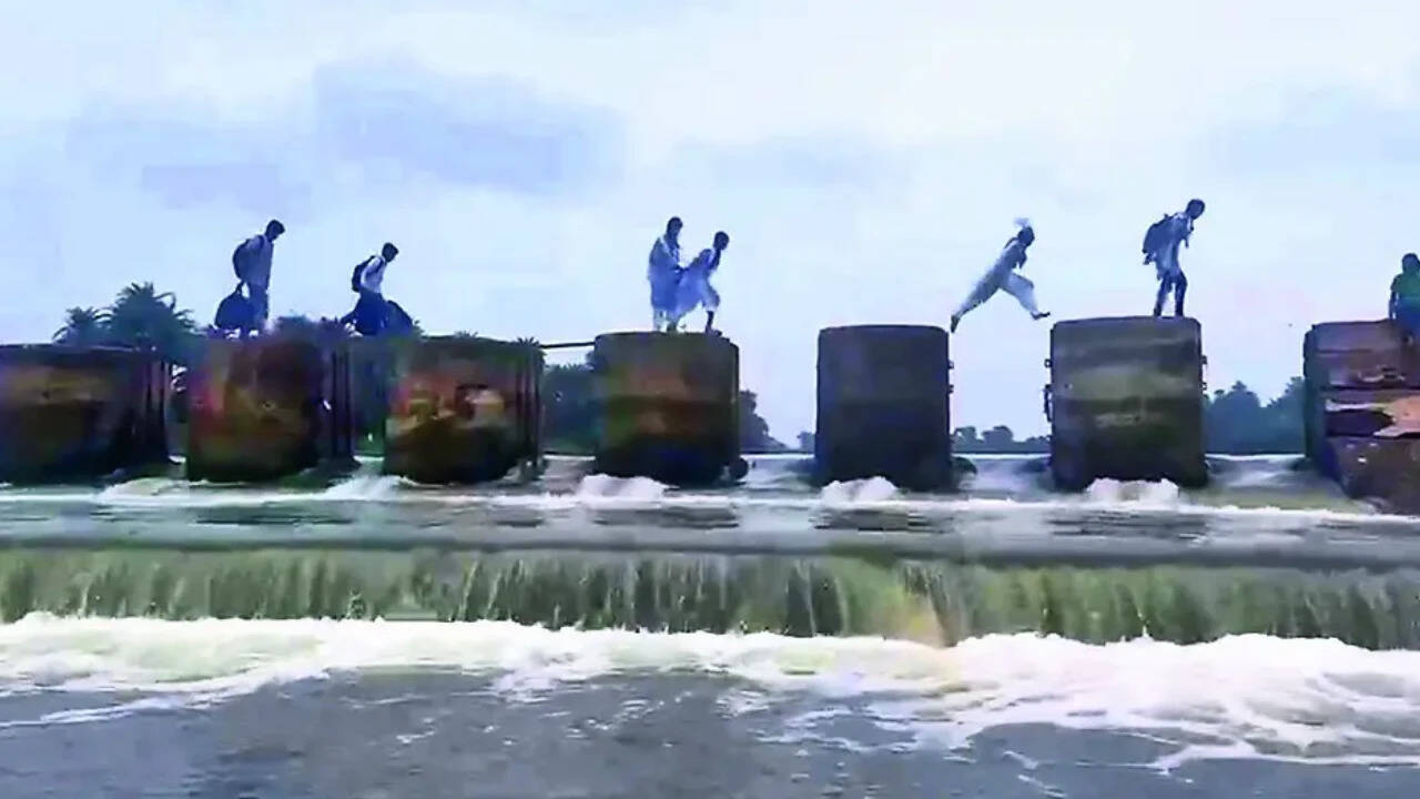 In MP village, kids risk lives every day, hop over dam pillars to reach school