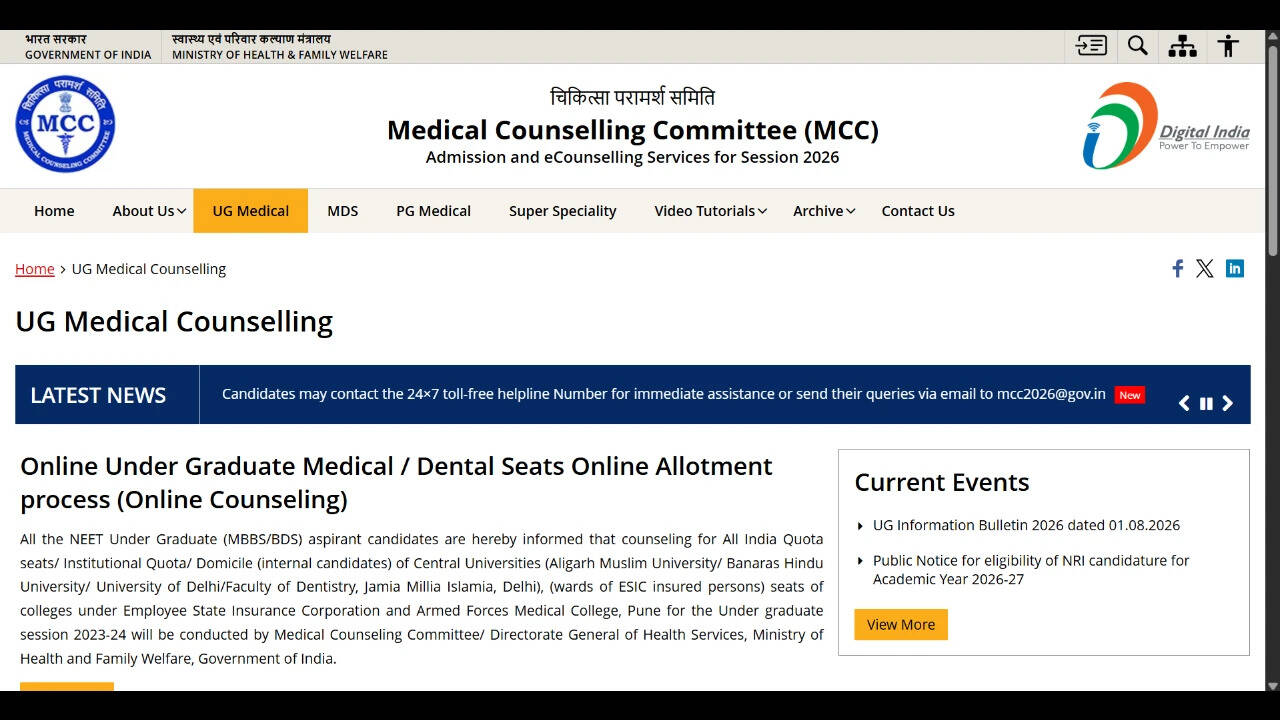 MCC NEET UG counselling 2026: Round 1 registration begins today; check dates, required documents and new rules