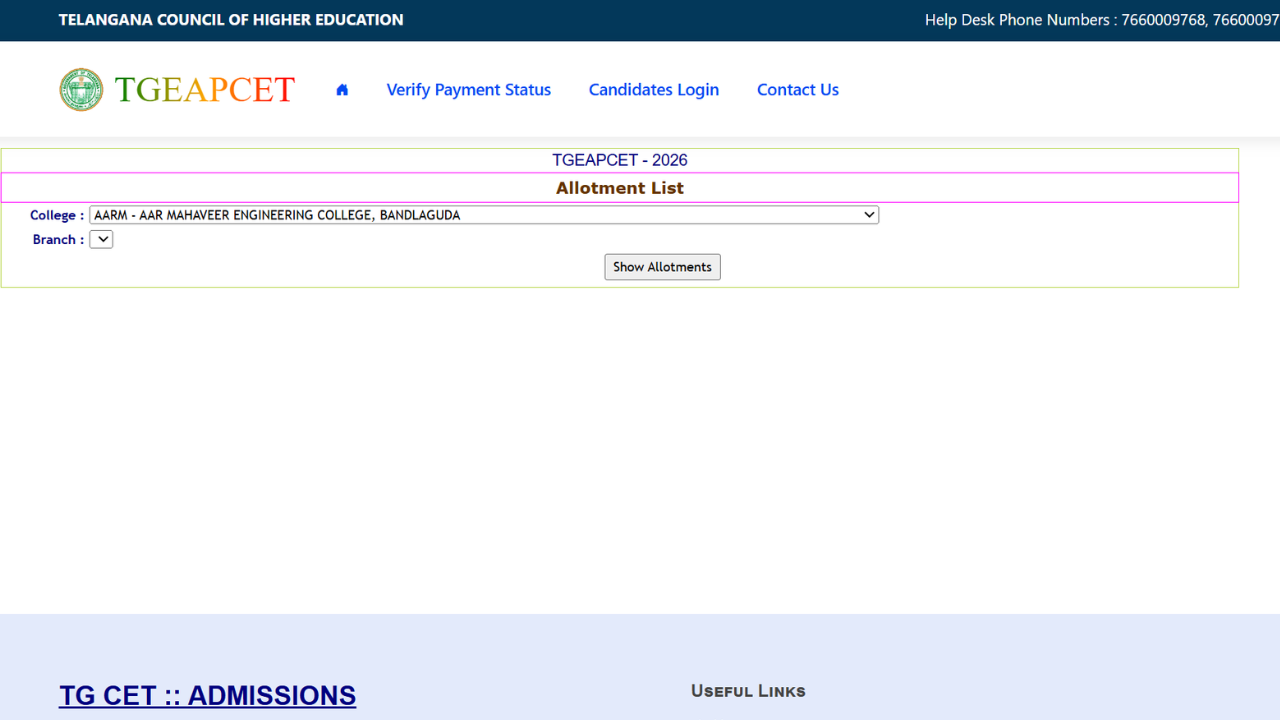 TS EAMCET 2026 phase 3 seat allotment result out at tgeapcet.nic.in: Check steps to download and what's next