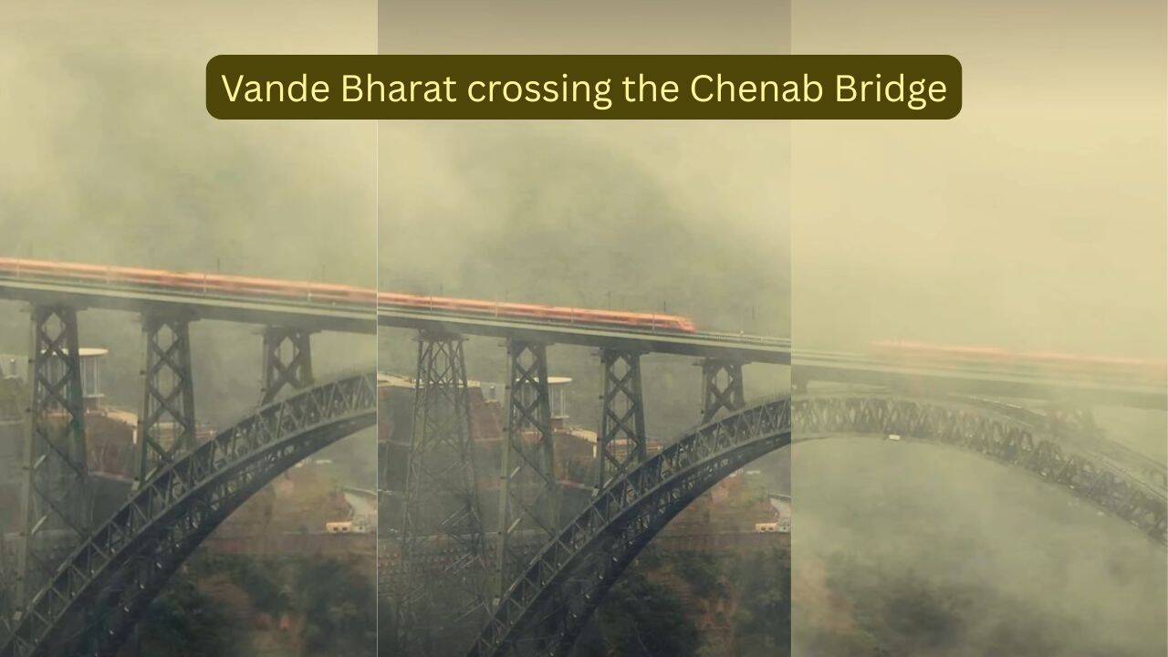 Vande Bharat crossing the Chenab Bridge