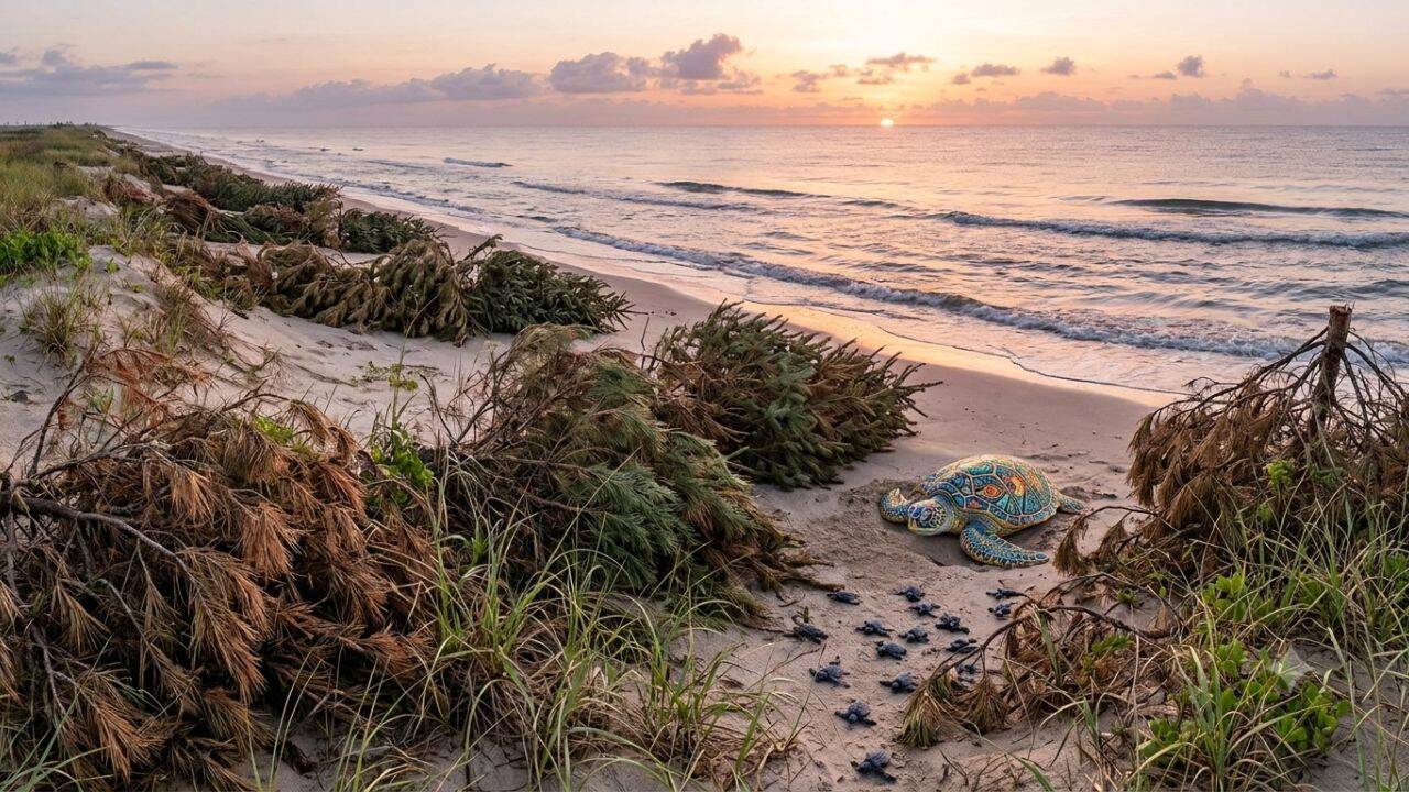 Texas uses discarded Christmas trees to help sea turtles survive