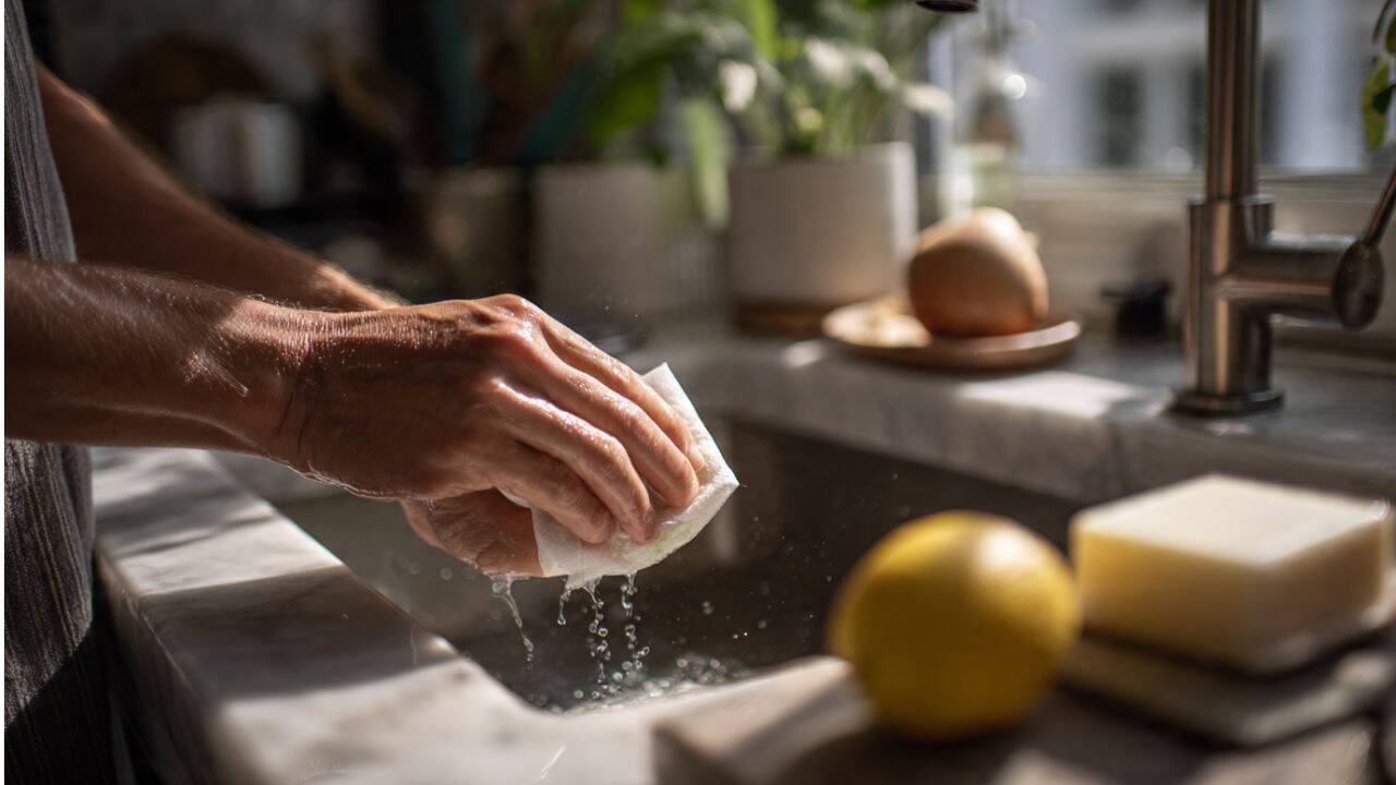 Remove cooking smells from your hands<br>