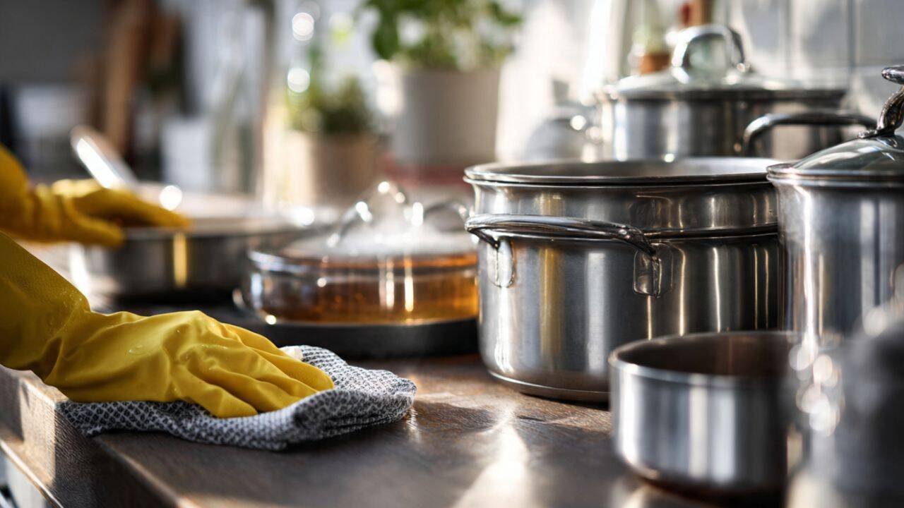 Clean stainless steel utensils<br><br><br>