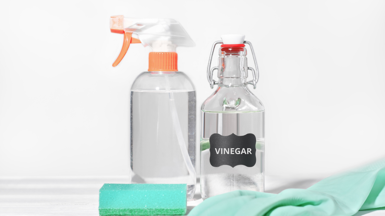 Mixing vinegar and detergent into a solution Easy kitchen hack to keep your space free of greasy stains
