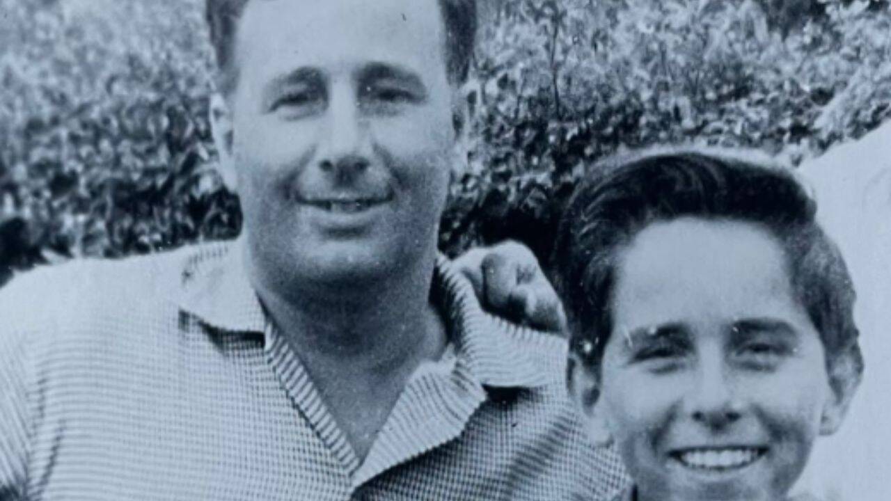 George with his father in 1958