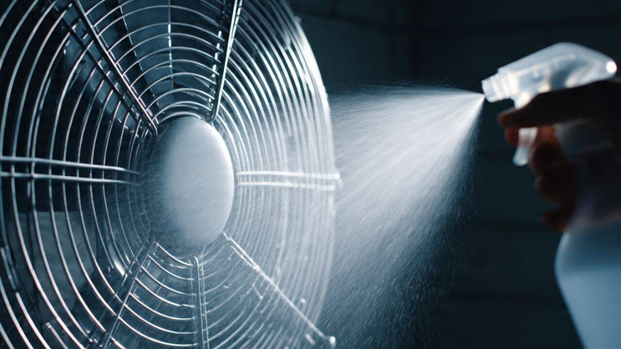 Spraying cleaner directly onto the fan <br><br>